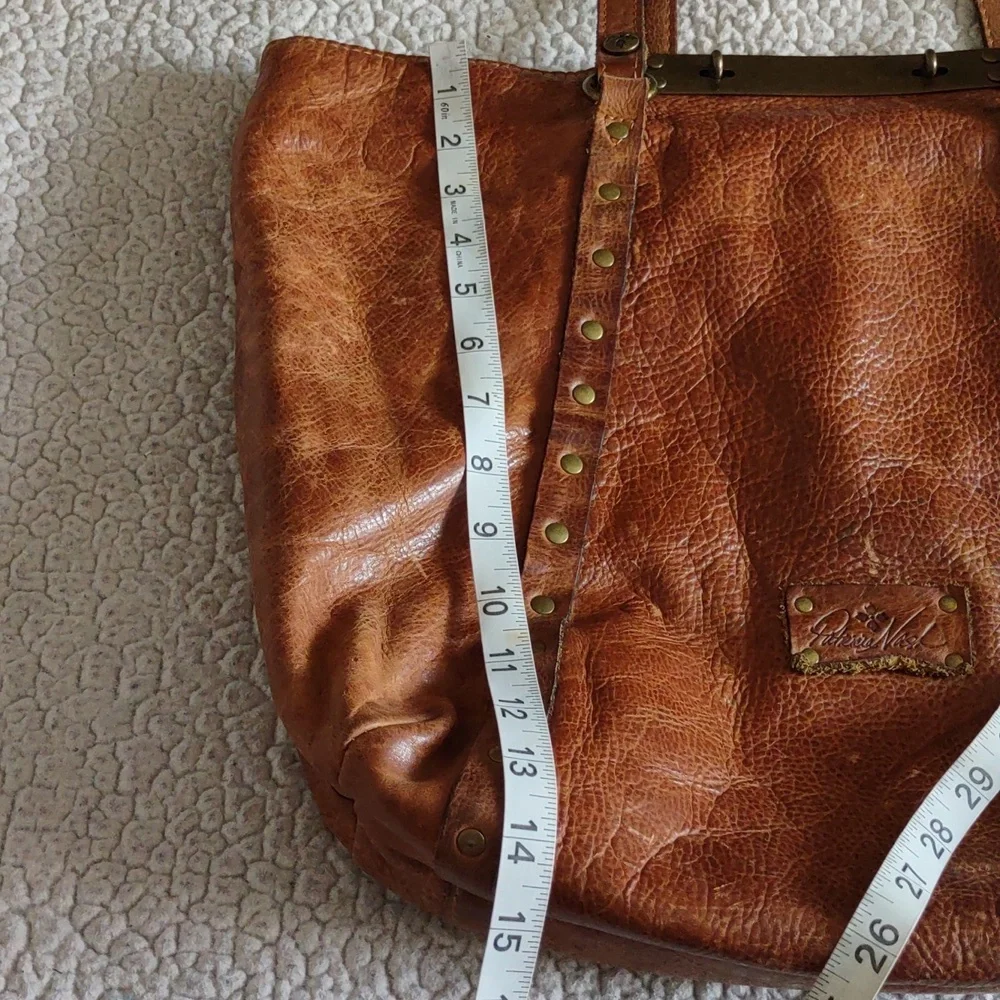 Patricia Nash Tan Italian Leather Benvenuto Studded Tote Bag *FLAWED*